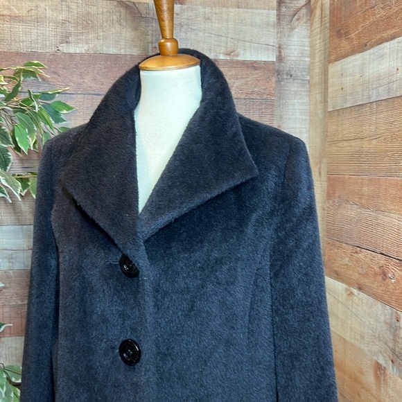 CINZIA ROCCA Black 4 Button Front Baby Llama Wool Over Top Coat Size 12 - Picture 4 of 16
